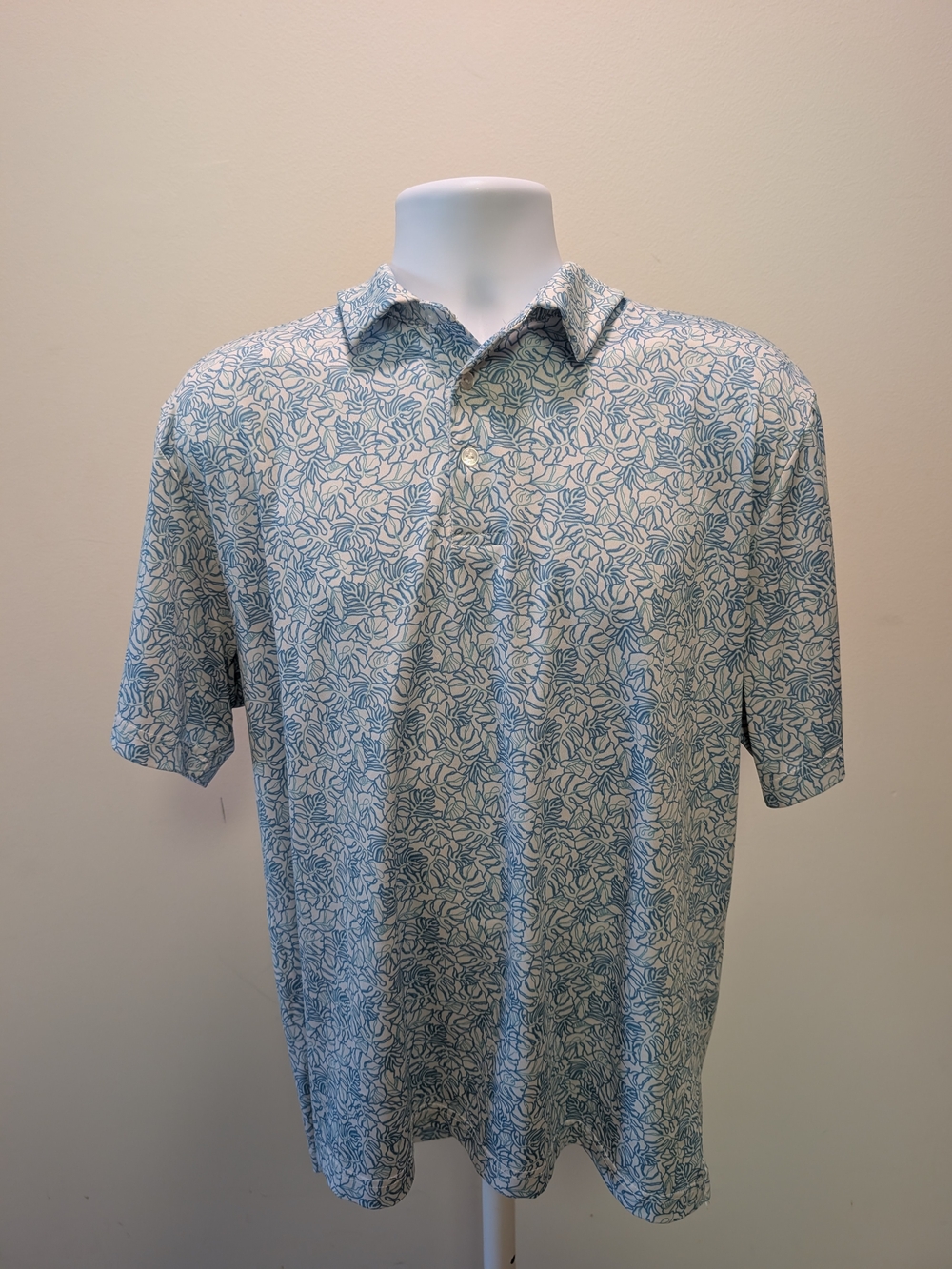 Hogan Men's Blue and White Botanical Polo